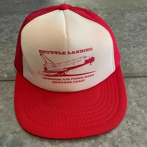 Vintage Space Shuttle Landing Edwards Air Force Base California Snapback Hat 80s - Picture 1 of 9